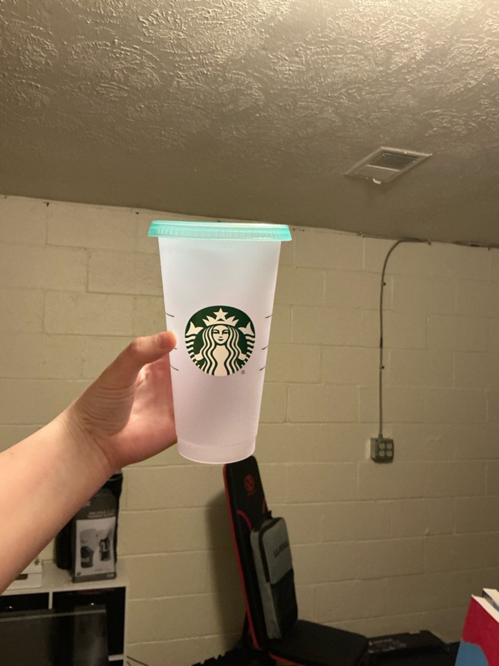 Starbucks Frosted Cup with Mint Green Lid and Green Logo